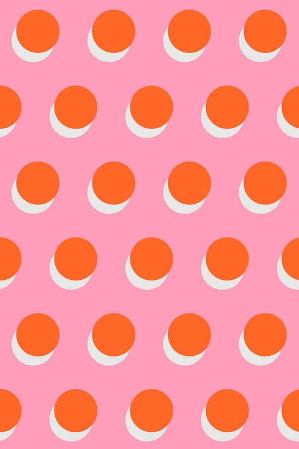 Pink Background Orange Circles Pattern Wallpaper