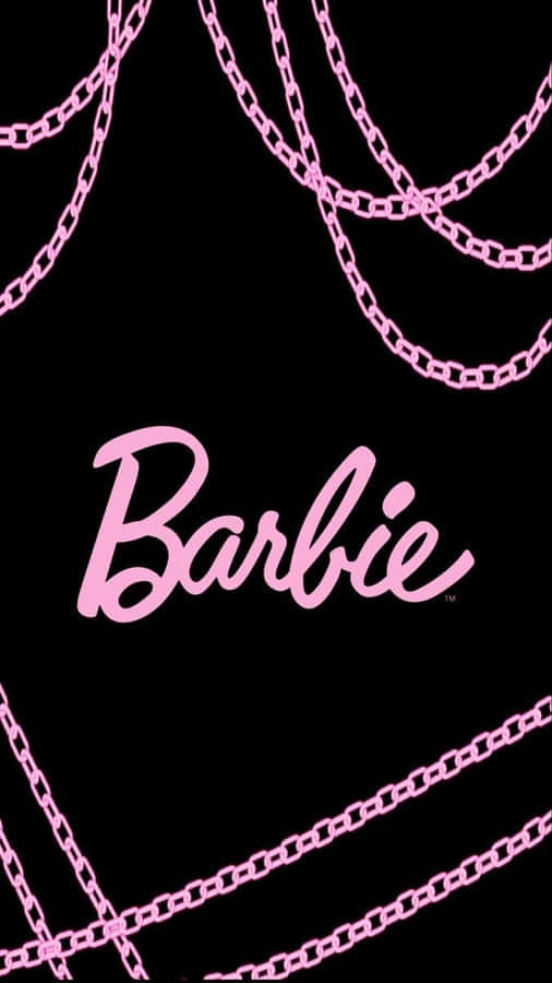 Pink Barbie Logowith Chains Background Wallpaper