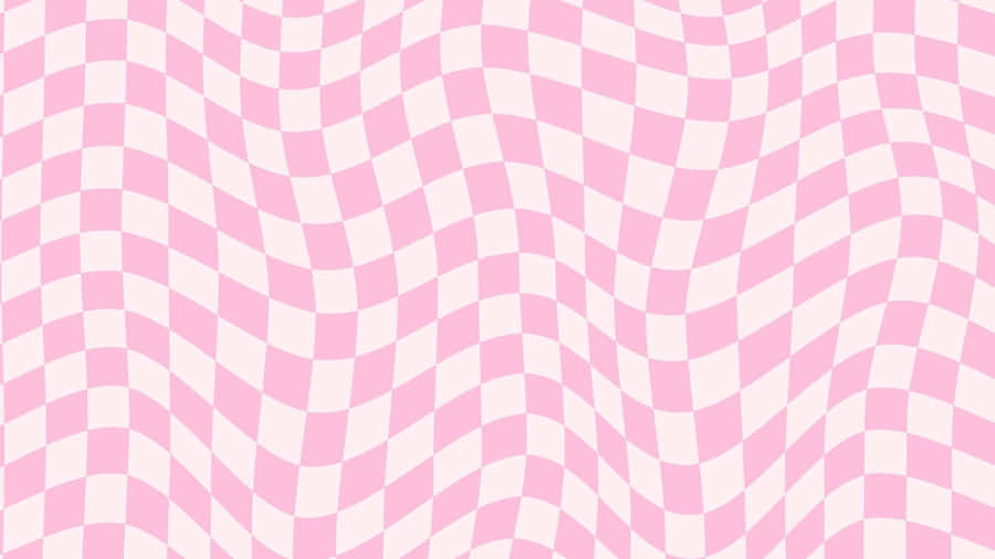 Pink Checkered Wavy Pattern Wallpaper
