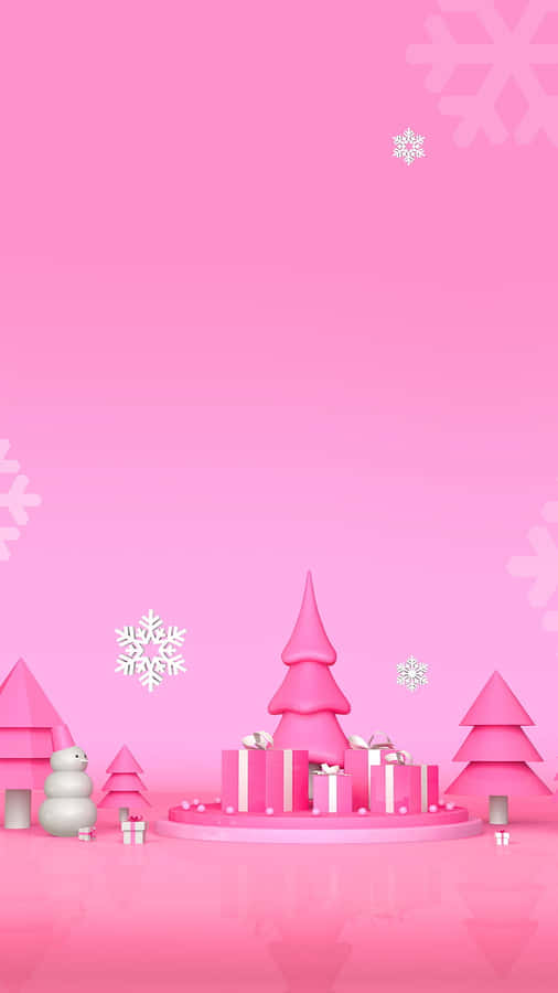 Pink Christmas Aesthetic Background Wallpaper