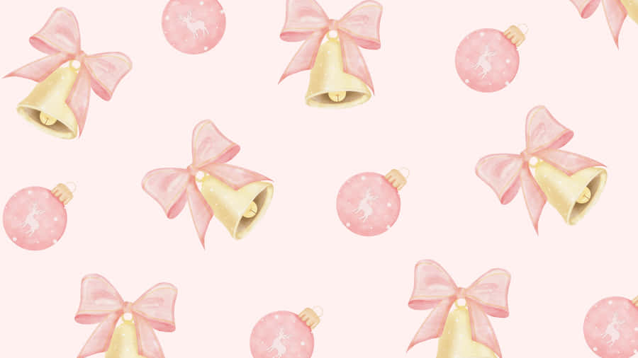 Pink Christmas Bows Pattern Wallpaper