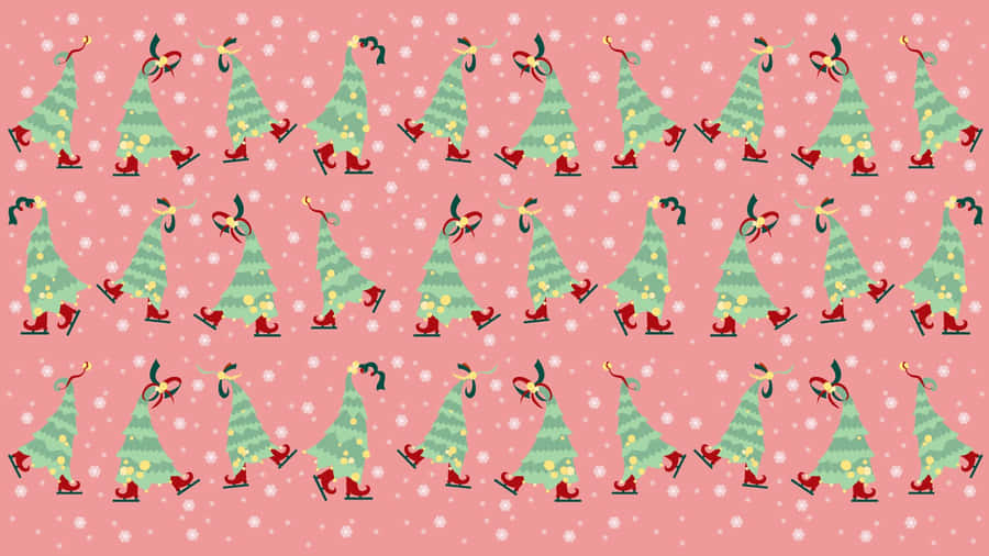 Pink Christmas Festive Trees Wallpaper