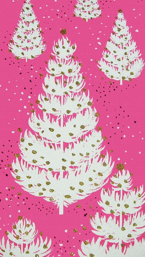 Pink Christmas Trees Pattern Wallpaper