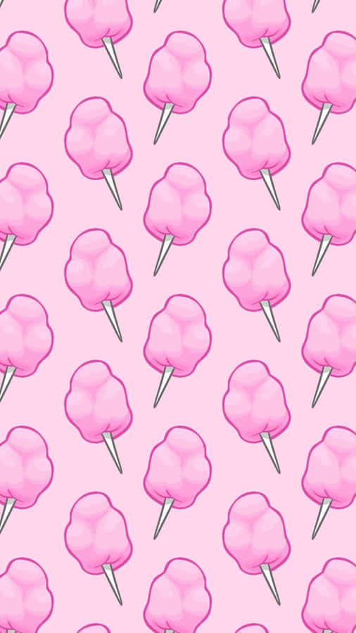Pink Cotton Candy Pattern With A Pink Background Wallpaper