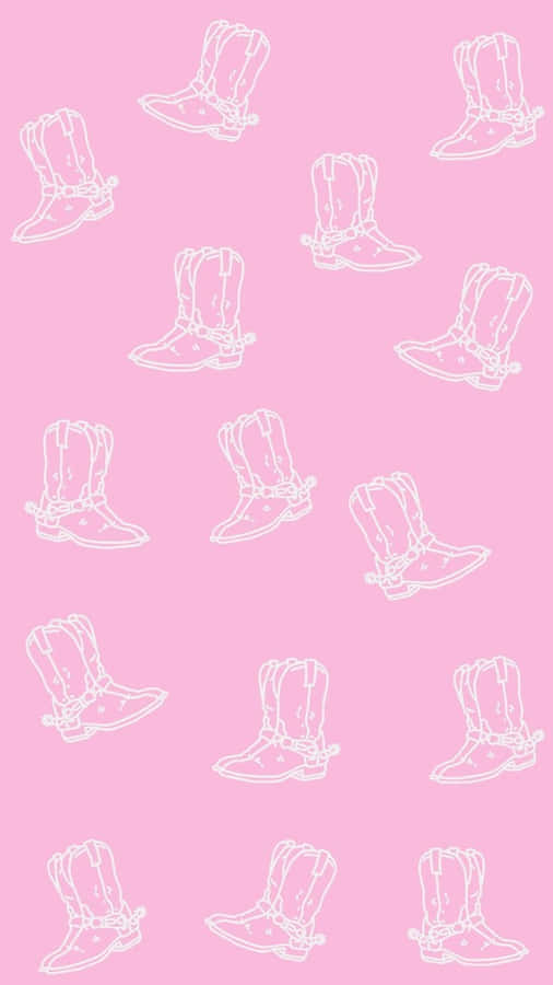 Pink Cowgirl Boots Pattern Wallpaper
