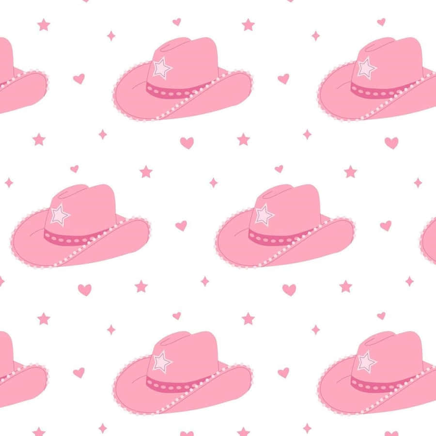 Pink Cowgirl Hat Pattern Wallpaper