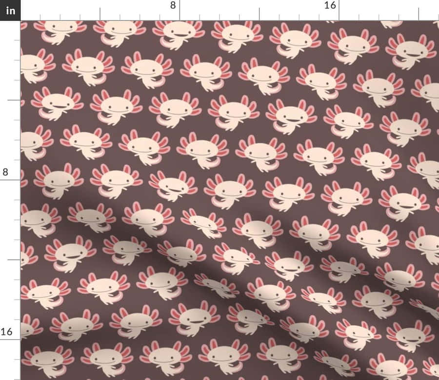 Pink Cute Axolotl Patterns Chibi Art Wallpaper