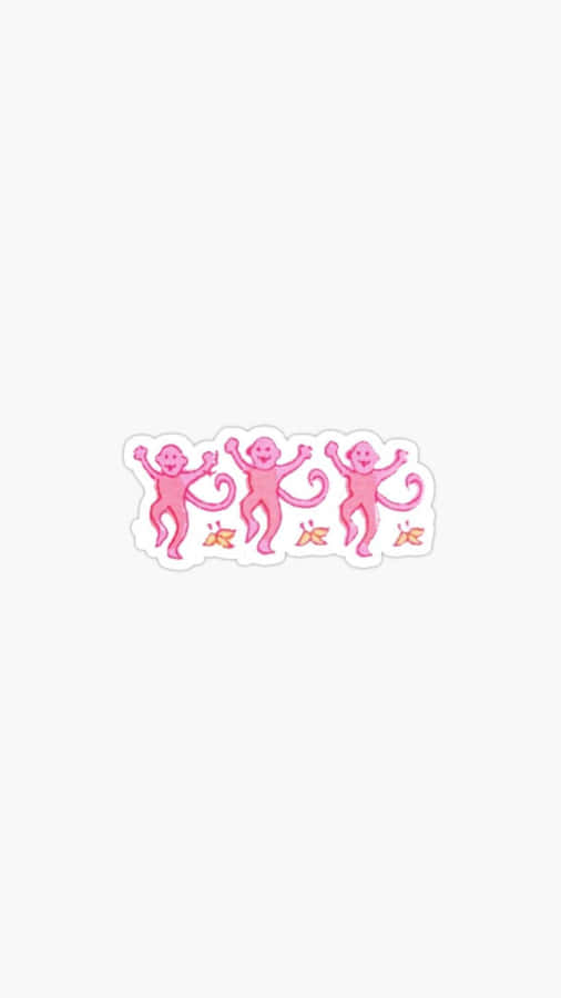 Pink Dancing Monkeys Sticker Wallpaper