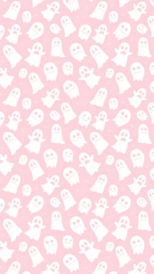 Pink Ghost Pattern Halloween Wallpaper
