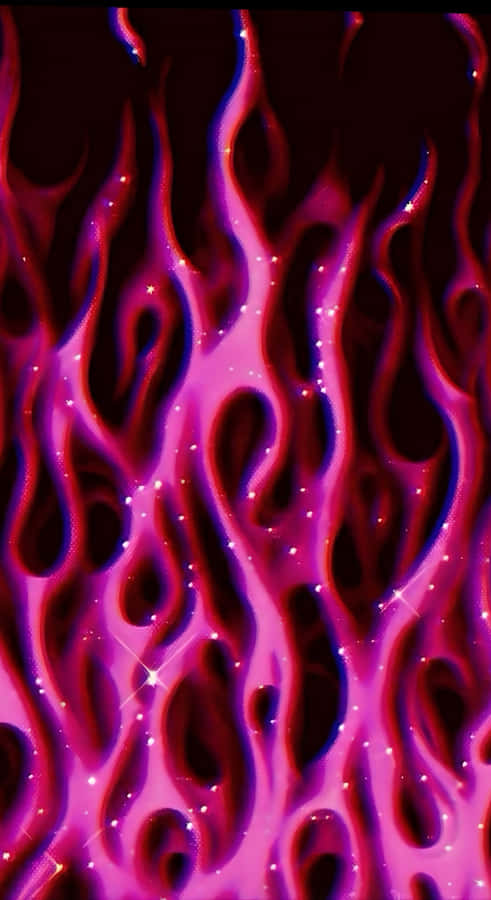 Pink Glitter Flames Wallpaper