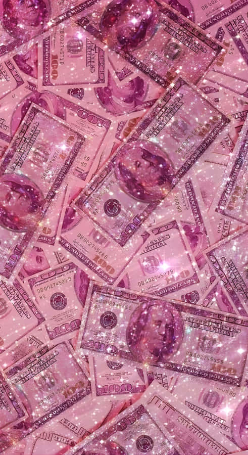 Pink Glitter Money Background Wallpaper