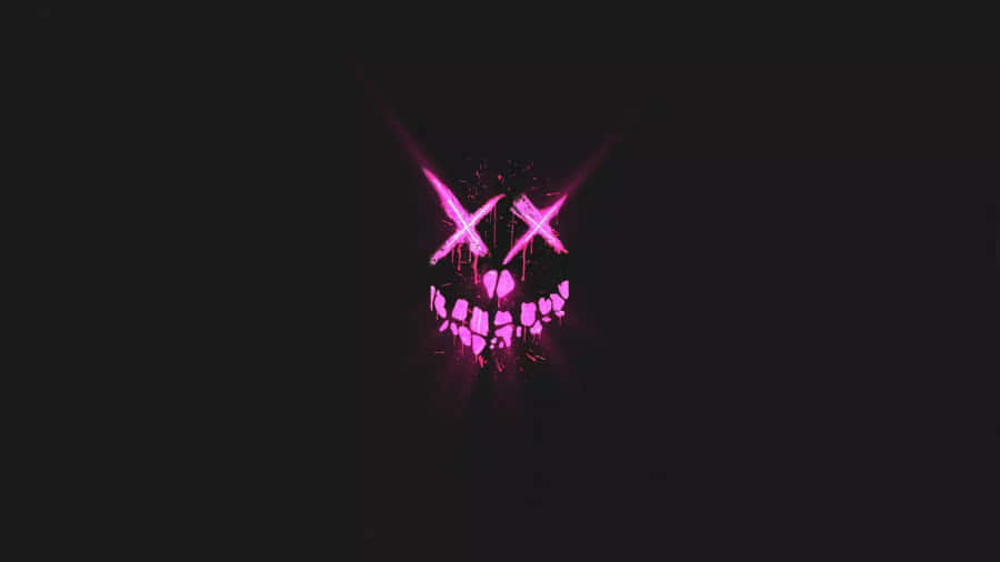 Pink Glowing Skullwith Crossed Swords Wallpaper