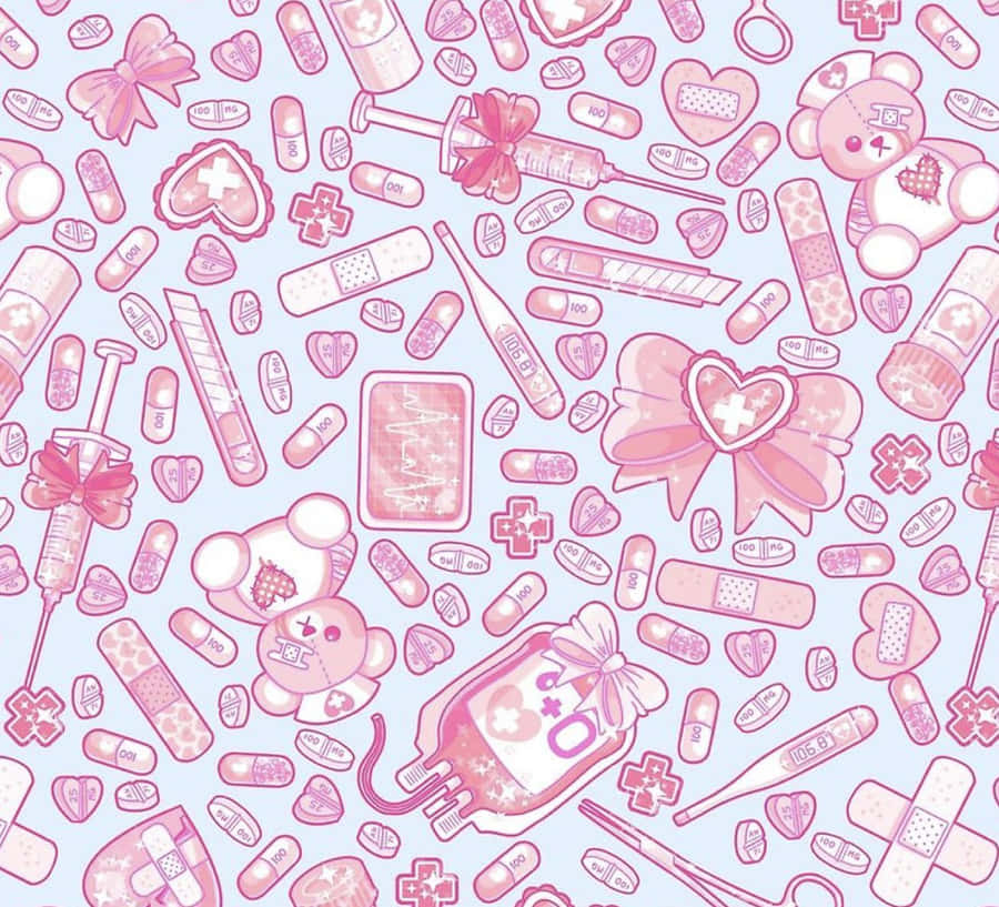Pink Goth Medical Pattern Wallpaper