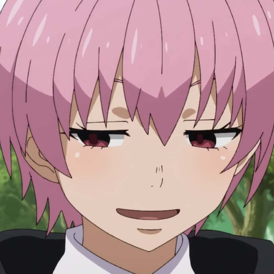 Pink Haired Anime Character Smiling Wallpaper