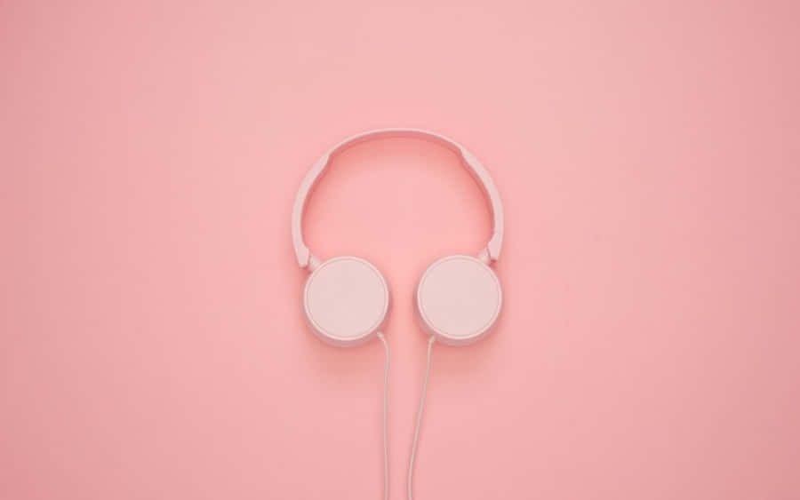 Pink Headphones On A Pink Background Wallpaper