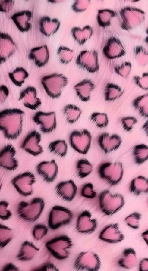 Pink Heart Leopard Print Wallpaper
