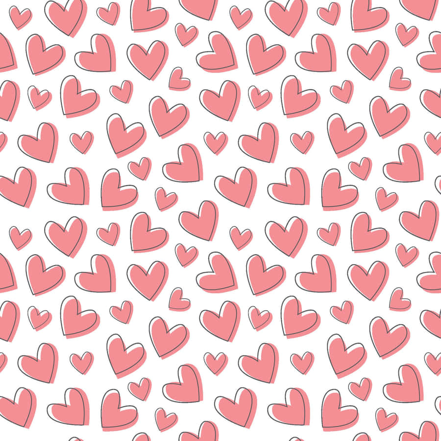 Pink Hearts Pattern Aesthetic Wallpaper