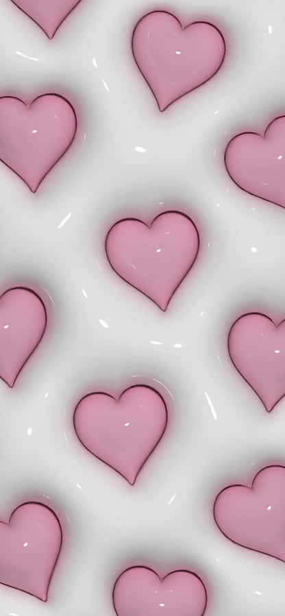 Pink Hearts Pattern3 D Render Wallpaper