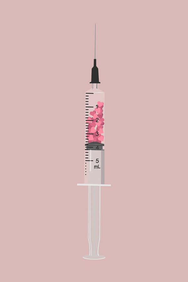 Pink Hearts Syringe Artwork Wallpaper