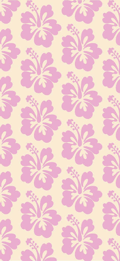 Pink Hibiscus Pattern Coconut Girl Aesthetic.jpg Wallpaper
