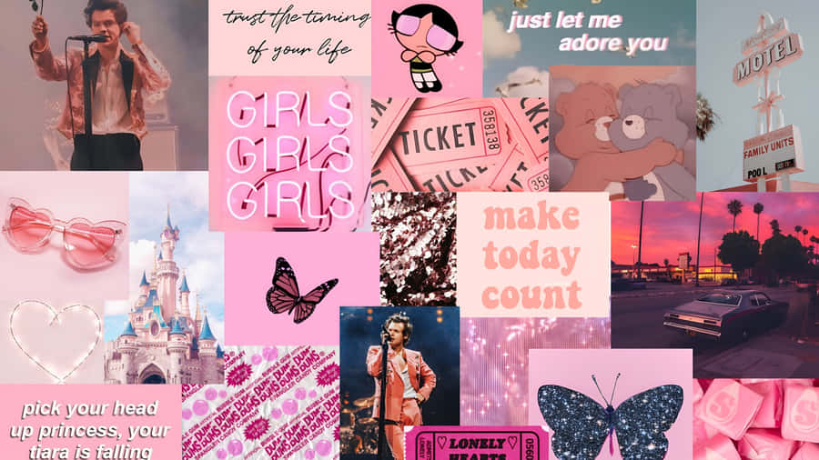 Pink Junk Collage Inspiration Wallpaper