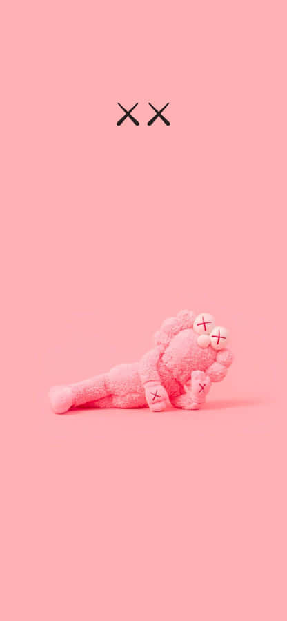 Pink Kaws Figure Artwork Wallpaper