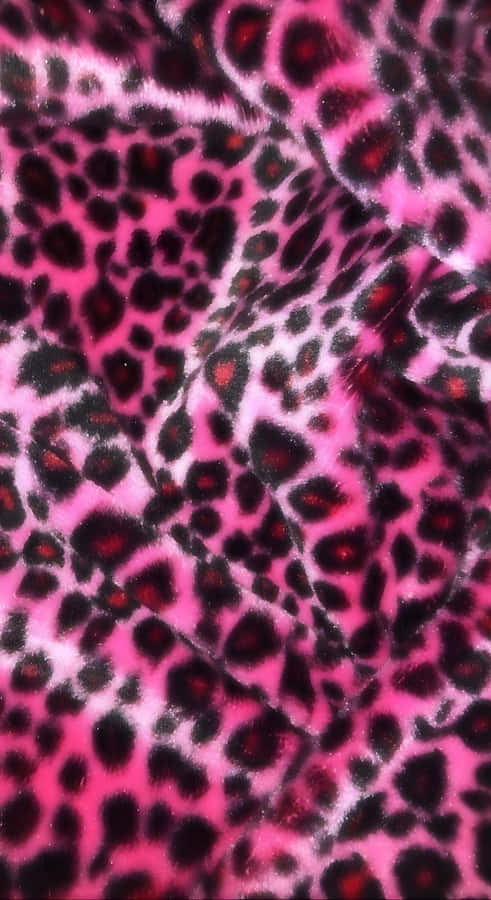 Pink Leopard Print Fabric Wallpaper