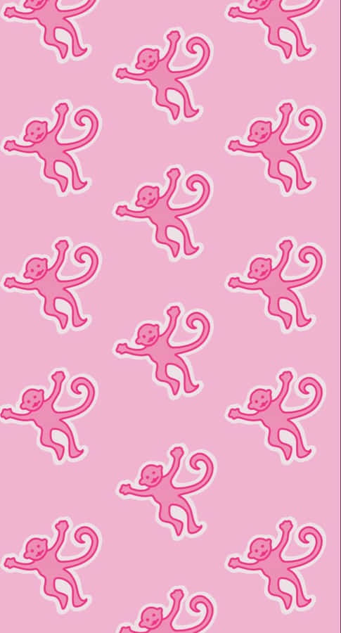 Pink Monkey Pattern Background Wallpaper