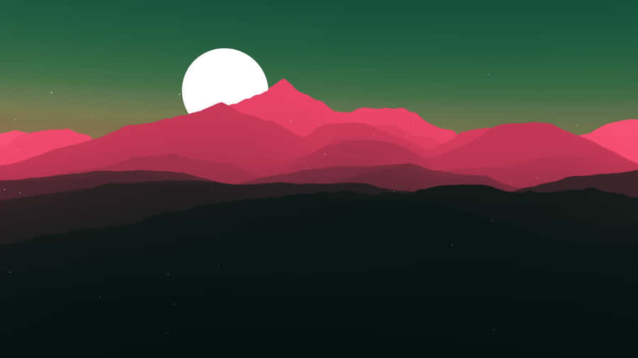 Pink Mountains At Green Dusk Wallpaper
