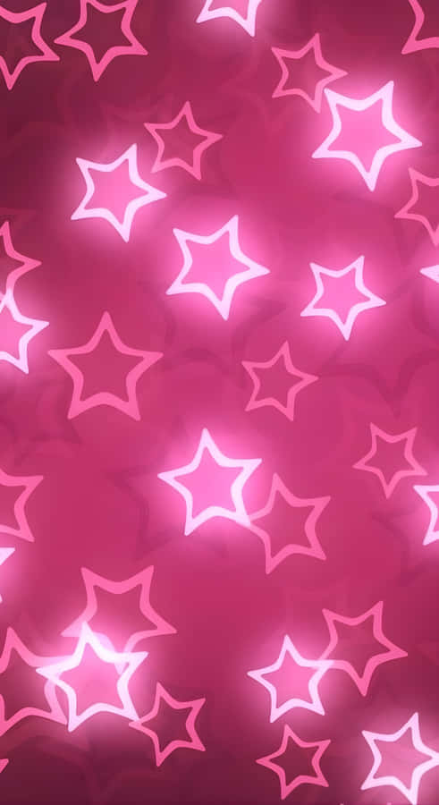 Pink Neon Star Pattern Wallpaper