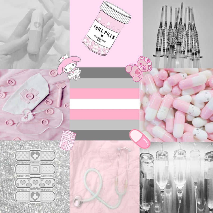 Pink Nurse Aesthetic Collage Wallpaper