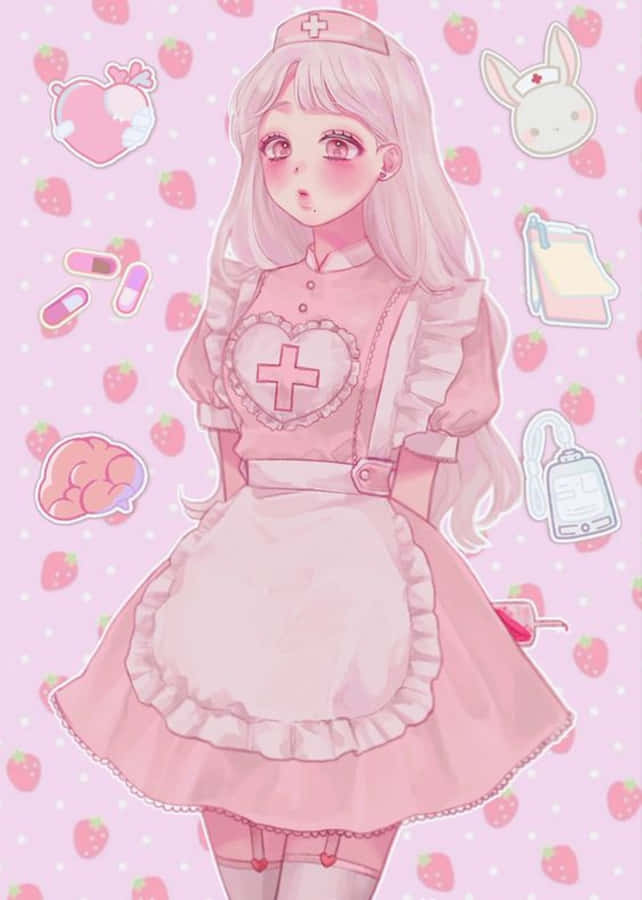Pink Nurse Anime Aesthetic.jpg Wallpaper