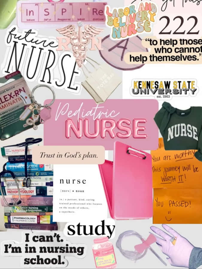 Pink Nurse Inspiration Collage Wallpaper
