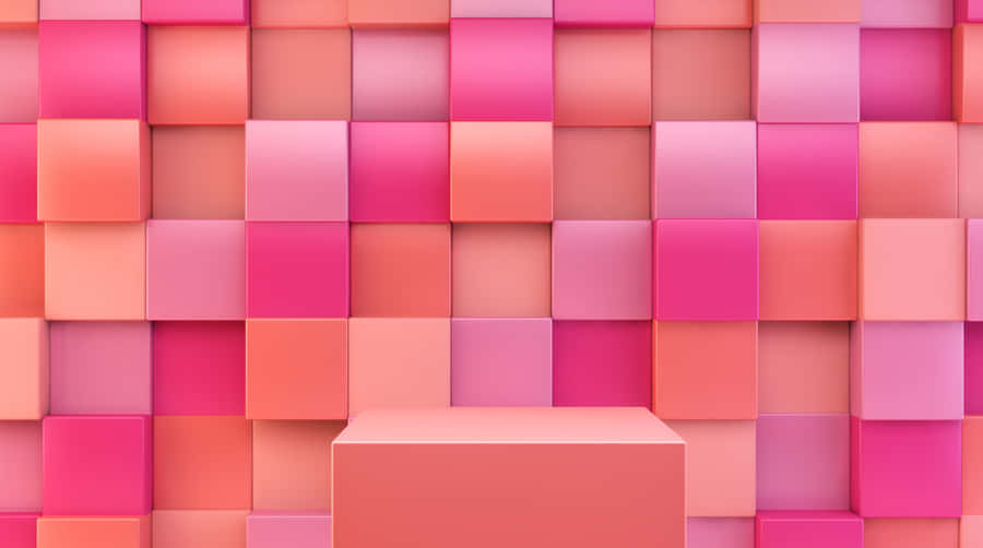 Pink Orange Gradient Cubes Background Wallpaper