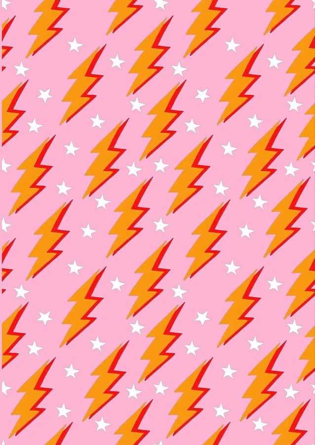 Pink Orange Lightning Star Pattern Wallpaper
