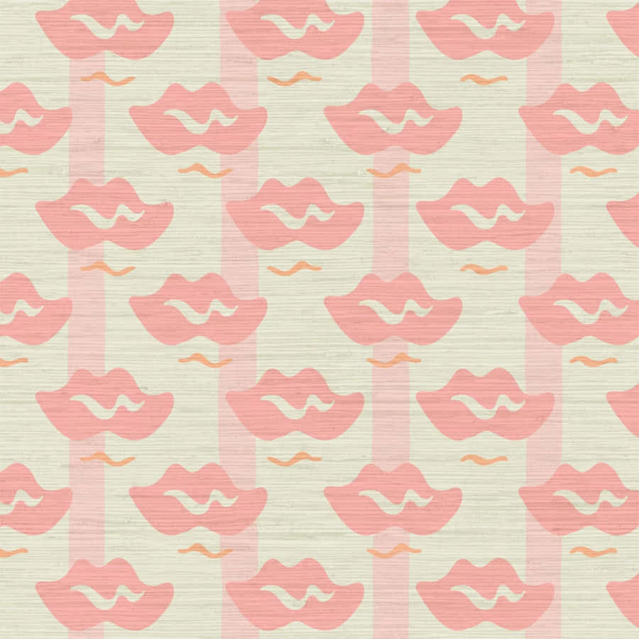 Pink Orange Lips Pattern Wallpaper Wallpaper