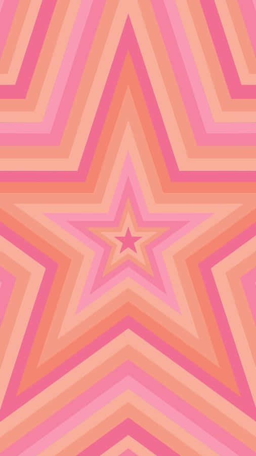 Pink Orange Star Pattern Wallpaper