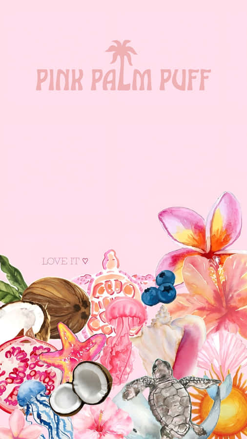 Pink Palm Puff Brand Wallpaper