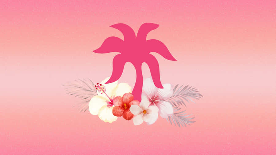 Pink Palm Puff Design Wallpaper