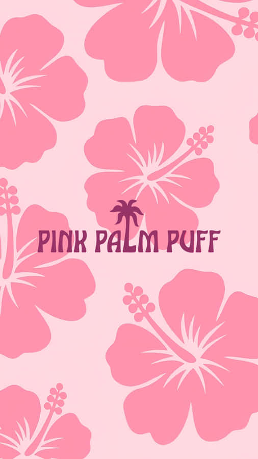 Pink Palm Puff Floral Design Wallpaper