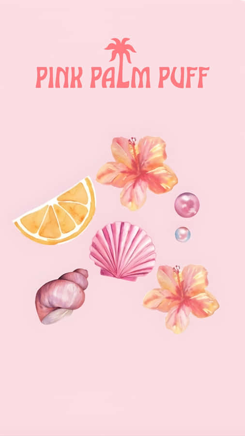 Pink Palm Puff Tropical Vibes Wallpaper