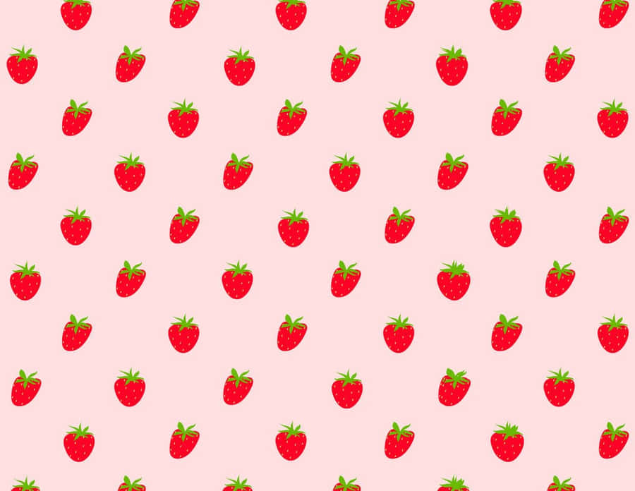 Pink Pastel Cute Strawberry Pattern Landscape Wallpaper
