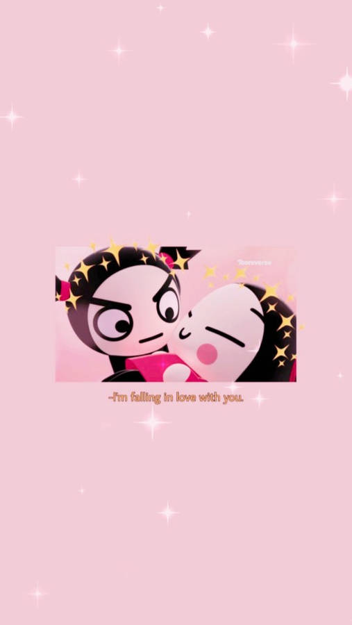 Pink Pucca In Garu's Arms Wallpaper