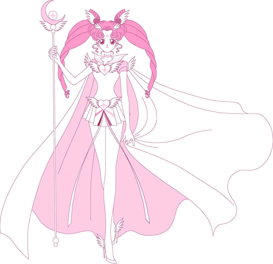 Pink Sailor Moon Outline Art Wallpaper