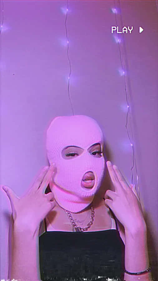 Pink Ski Mask Glitch Aesthetic Wallpaper