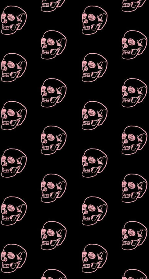 Pink Skull Pattern Goth Aesthetic Wallpaper
