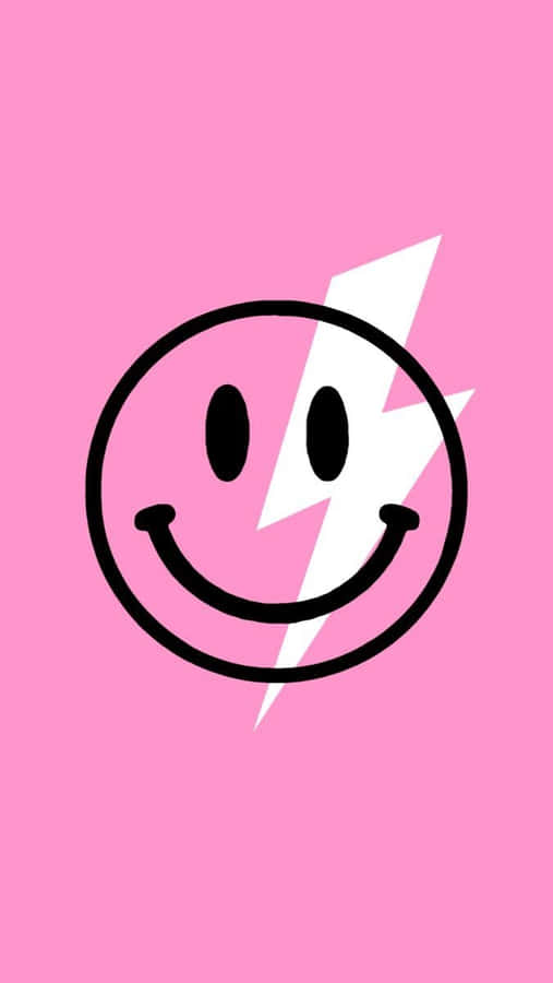 Pink Smiley Face Lightning Bolt Wallpaper
