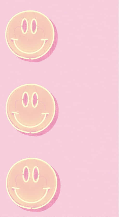 Pink Smiley Face Pattern Wallpaper