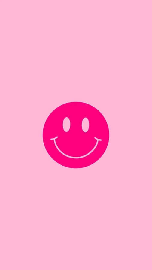 Pink Smiley Face Simple Background Wallpaper