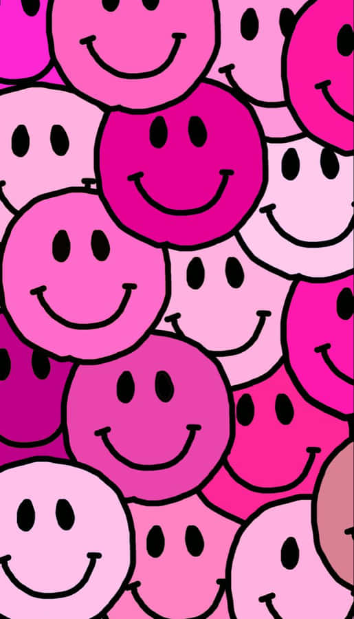 Pink Smiley Faces Pattern Wallpaper